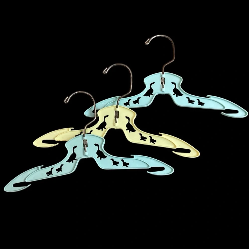 Vintage MCM Baby Clothes Hangers Plastic Yellow/green 10 pc